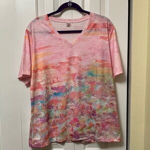 Colorful V-Neck Women's Top
